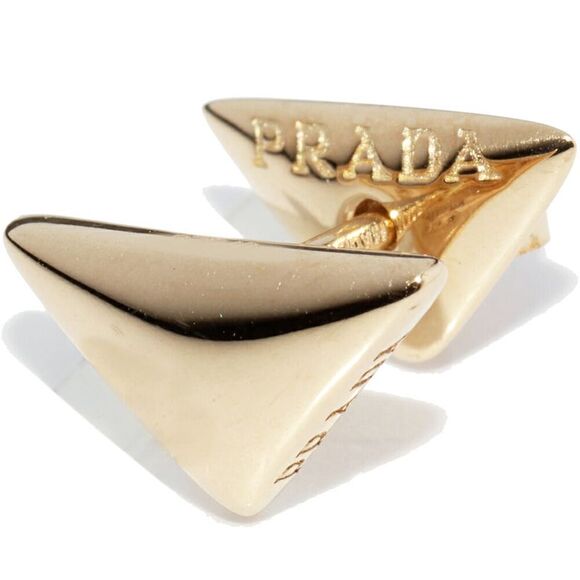 Prada K18YG Mini Triangle Single Earring - Picture 1 of 5